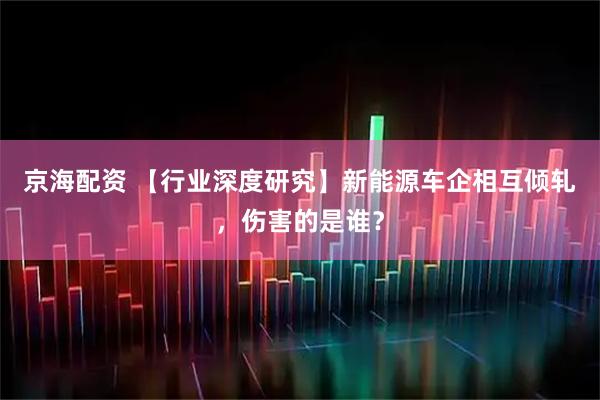 京海配资 【行业深度研究】新能源车企相互倾轧，伤害的是谁？
